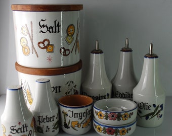 Vintage Hand-painted Knabstrup "Pernille" Condiment Containers Made in Denmark