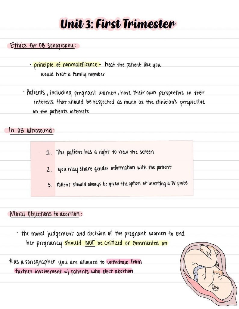 Unit 3 First Trimester OB Sonography Etsy