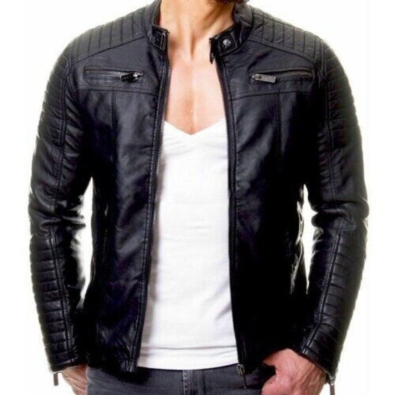Mens vintage cafe racer leather jacket sale