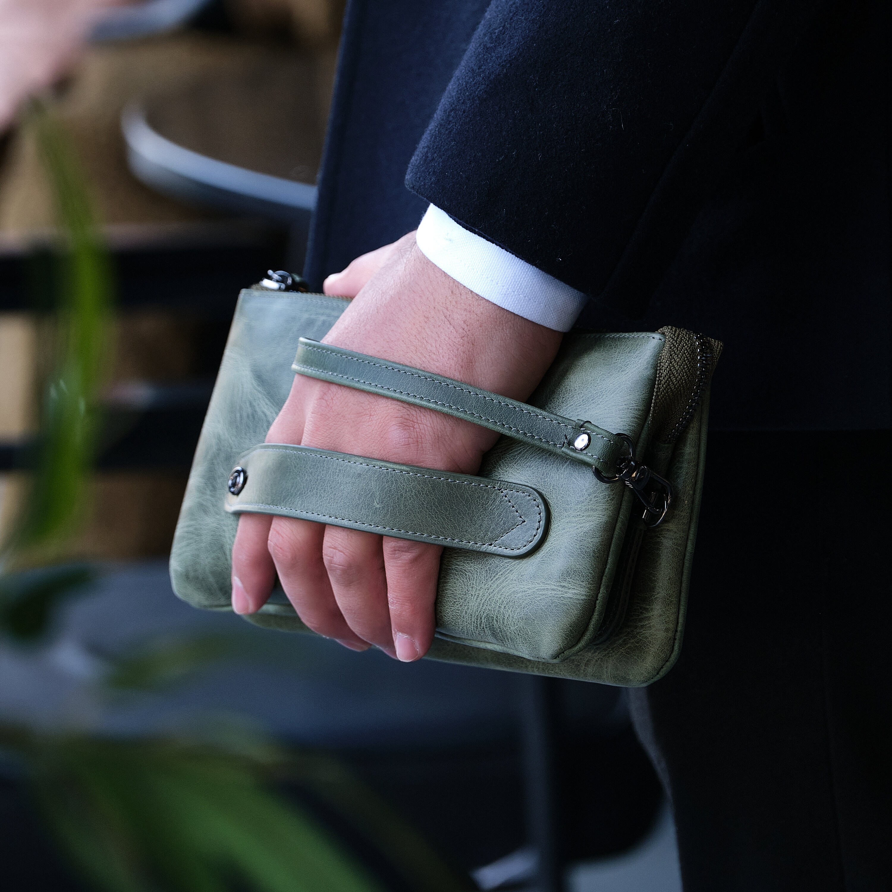 Personalized Leather Clutch Bag for Mens, Vintage Handbag, Gift for Him