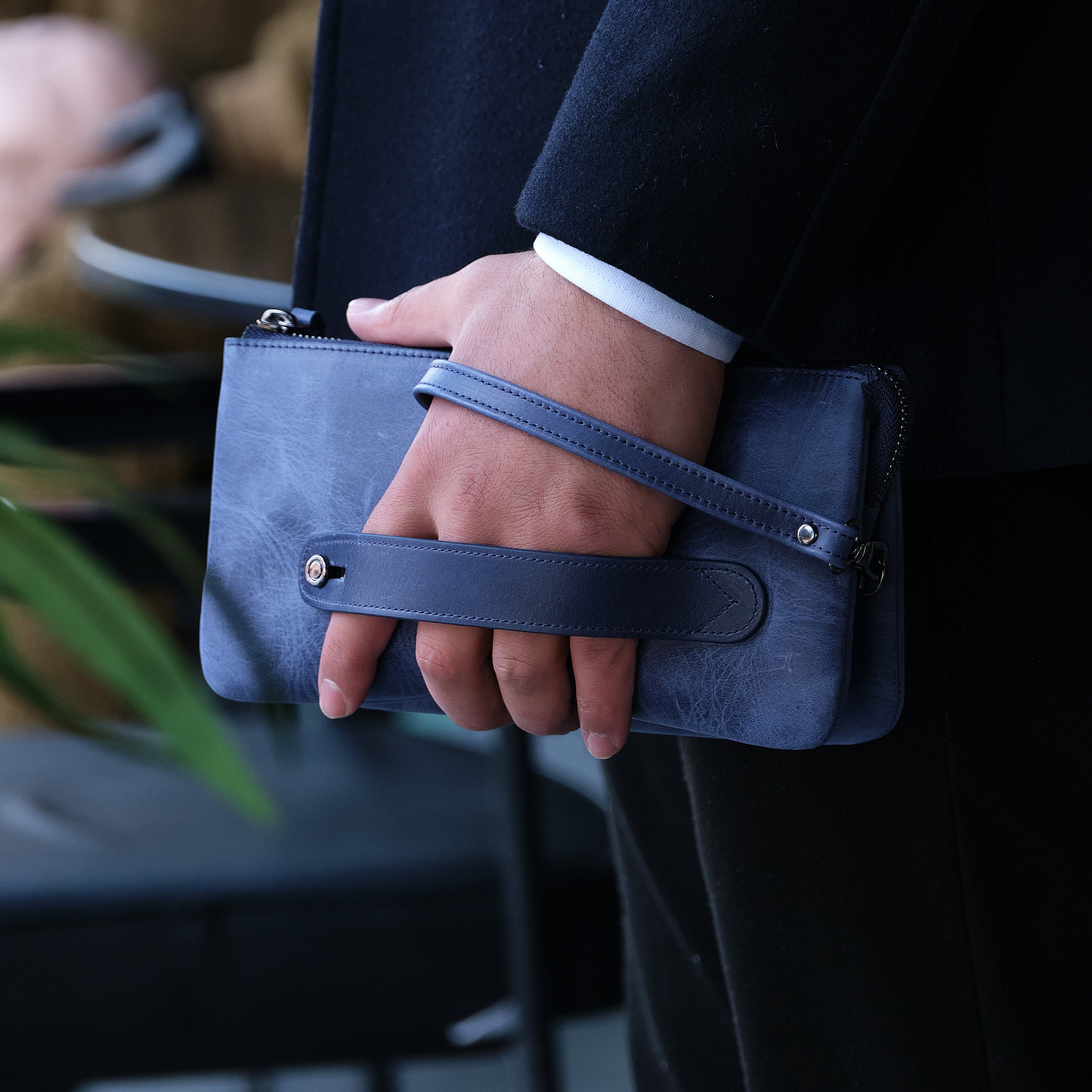 Personalized Leather Clutch Bag for Mens, Vintage Handbag, Gift for Him