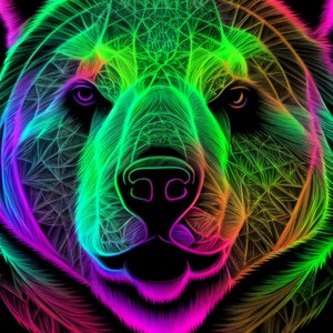 Fluorescent Neon Bear&#39;s Face