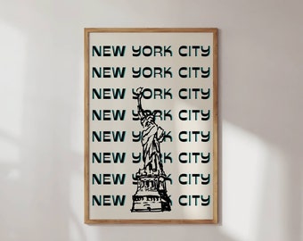 Trendy Wall Art Print Retro Poster NYC New York City Typography Modern Illustration Large Instant At Home Digital Download Decor Art