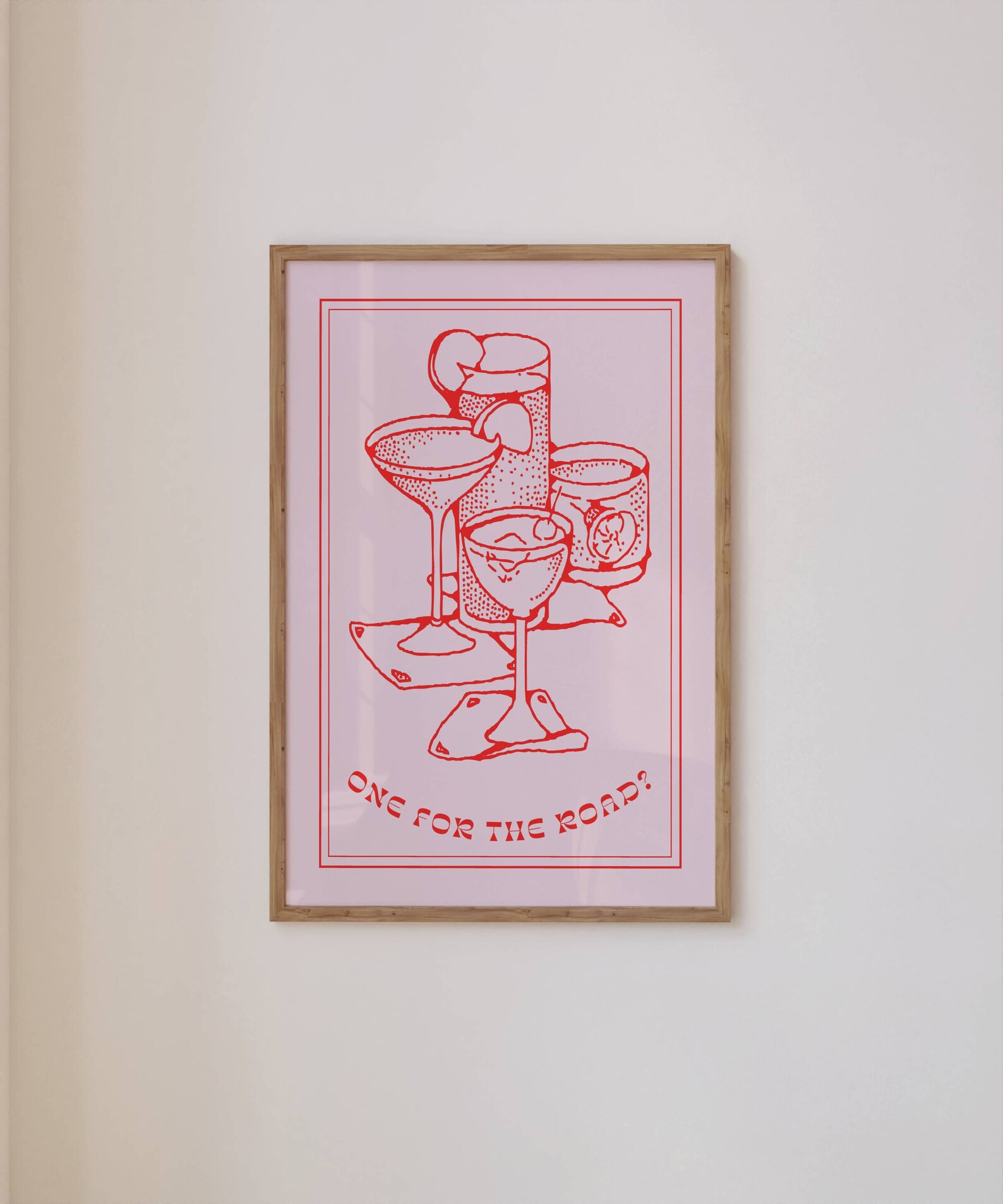 Trendy Wall Art Print Retro Poster One for the Road Bar Cart Etsy