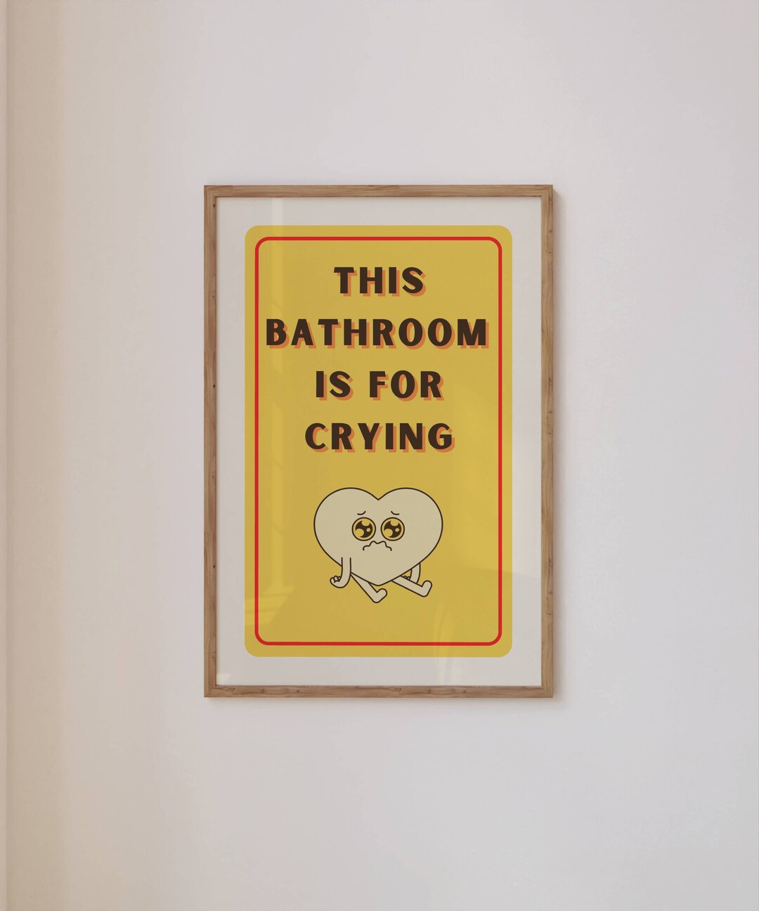 Trendy Wall Art Print Retro Poster Crying Bathroom Heart Etsy
