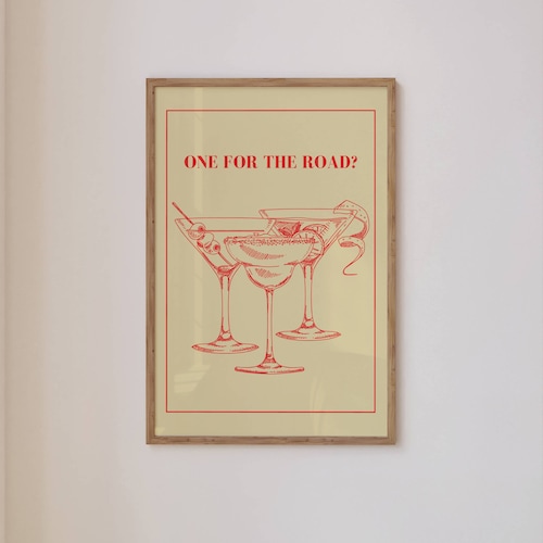 Trendy Wall Art Print Retro Poster One for the Road Bar Cart Etsy