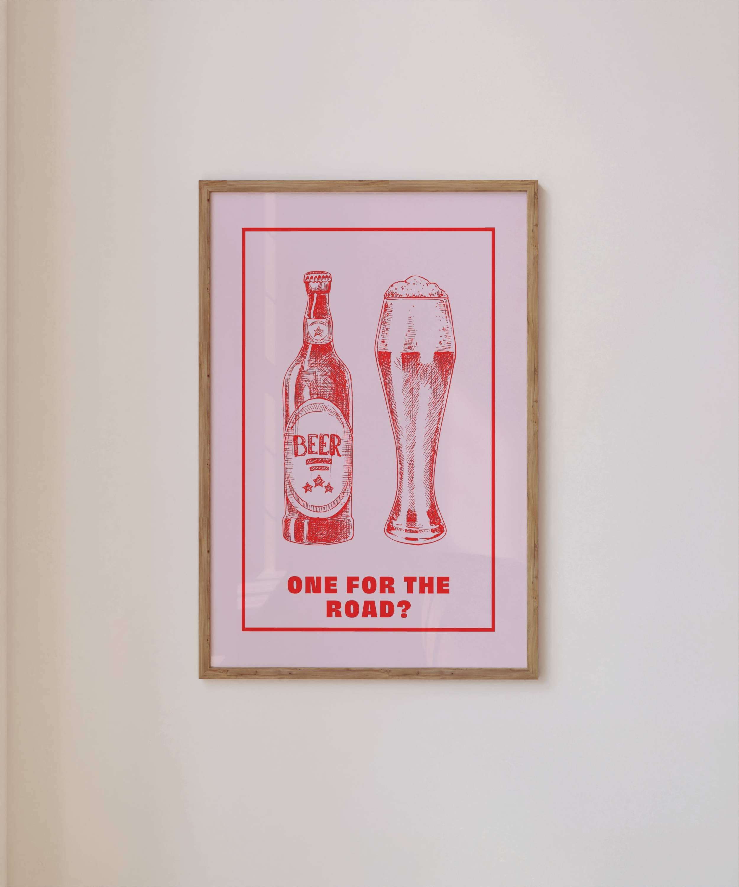 Trendy Wall Art Print Retro Poster One for the Road Bar Cart Etsy