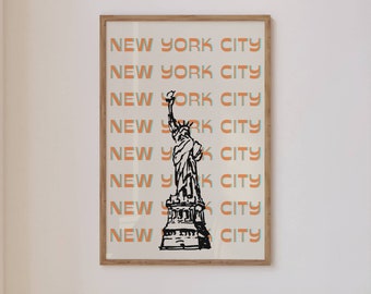 Trendy Wall Art Print Retro Poster NYC New York City Typography Modern Illustration Large Instant At Home Digital Download Decor Art