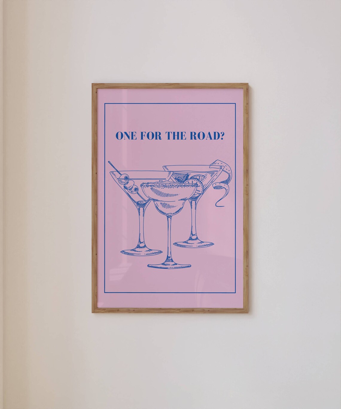 Trendy Wall Art Print Retro Poster One for the Road Bar Cart Etsy