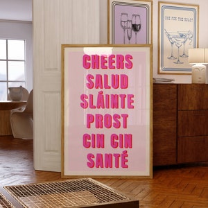 Trendy Wall Art Print Cheers Multiple Language Slainte Poster Bar Cart Modern Illustration Large Instant At Home Digital Download Decor Art image 4