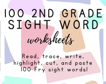 ¡100 hojas de trabajo imprimibles con palabras a la vista para freír de segundo grado!