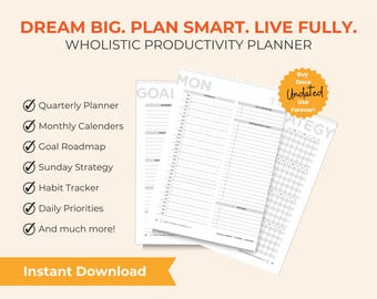 Wholistic Productivity Planner | Quarterly Goal Setting (Digital PDF)