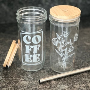 20oz Beer Can Glass With Bamboo Lid (NO STRAW) – Crafts N Beyond