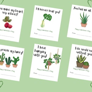 Afdrukbare Valentijnsdagkaarten | Plant woordspelingen | Valentijnskaarten | Kaarten voor kinderen | Plantenliefhebber | Direct downloaden | Klaslokaal|Tuin|Kantoorcadeau