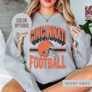 Cincinnati Football Vintage Cincinnati Bengals Crewneck Sweatshirt For Women 90's Style Bengals Sweatshirt Gift For Bengals Fan Football