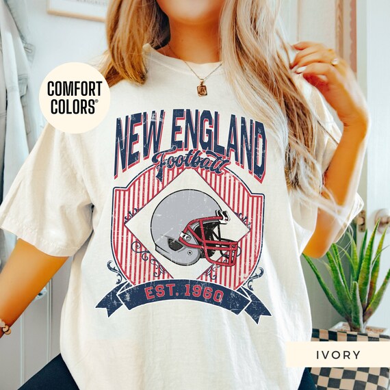 Comfort Colors New England Football Shirt Vintage New England Patriots Shirt For Women Retro Patriots Shirt Gift for Her Oversized Patriots