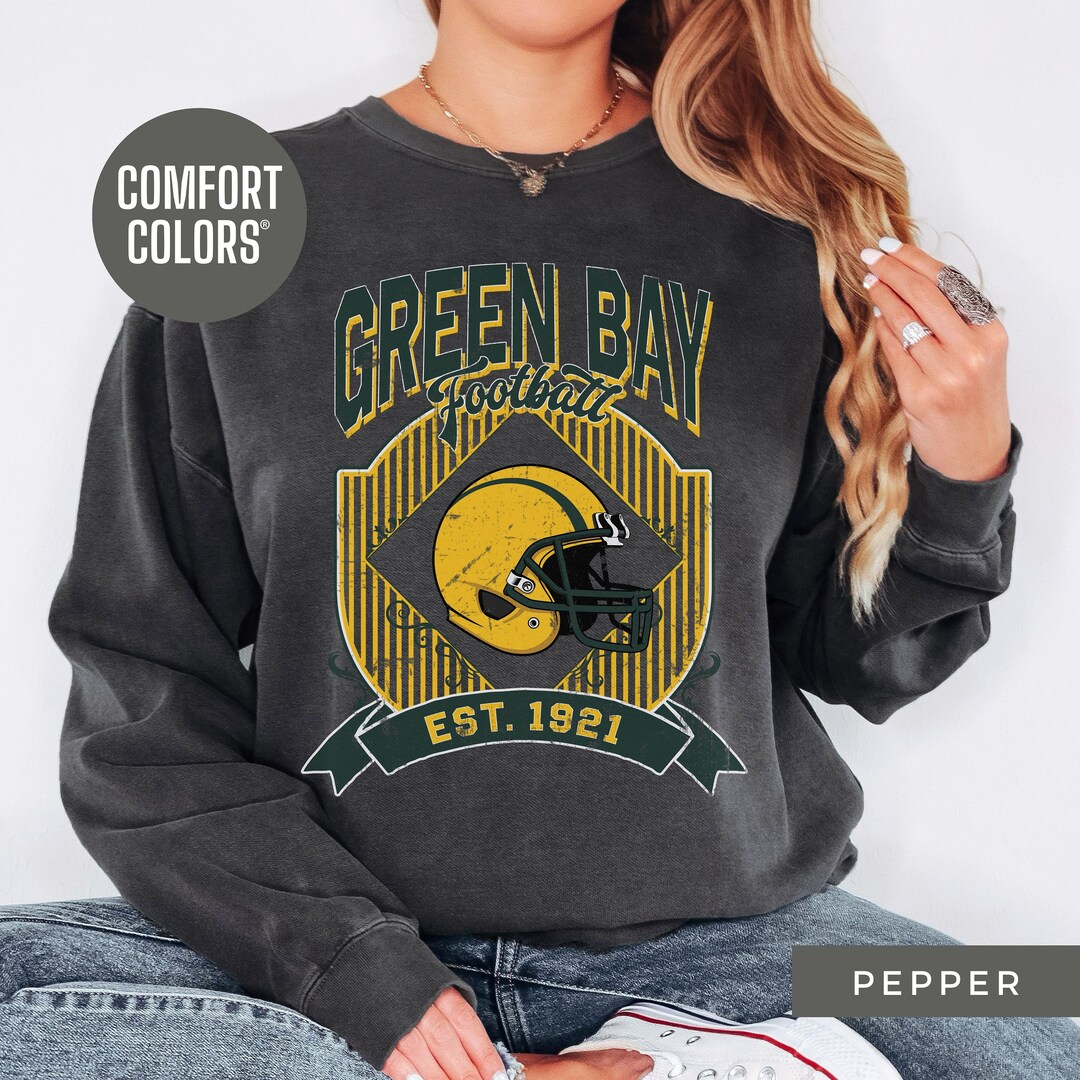 Green Bay Football Vintage Comfort Colors Green Bay Packers Sweatshirt ...