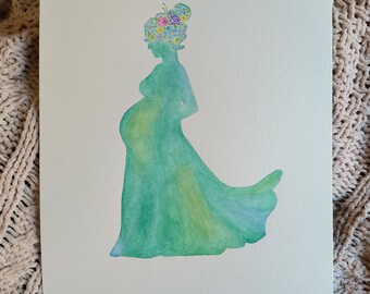 Hand Painted Watercolor Pregnancy Expectant Mother Art - Etsy Hand Painted Watercolor Pregnancy Expectant Mother Art - Etsy