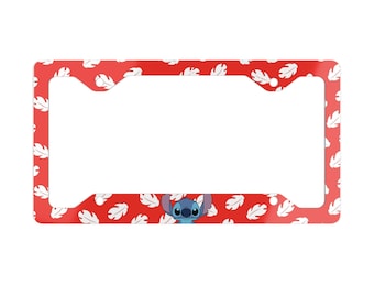Lilo and Stitch License Plate Frame, Disney Car Accessories, Custom Metal Plate Holder, Hawaiian Theme Novelty Gift, Vehicle Decoration