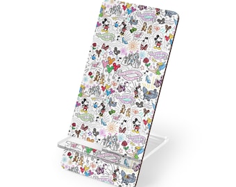 Soporte para smartphone de Mickey y Minnie Mouse, base de carga para teléfono Disney, compatible con iPhone, Samsung y Google. Accesorio tecnológico de dibujos animados. Divertido soporte de escritorio.