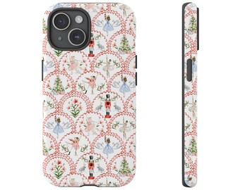 Nötknäpparen Balett Jul Tåligt Mobilskal - Trådlös Laddning Kompatibel iPhone Samsung, Hårt Jultelefonskal, Nötknäpparen Gåva,