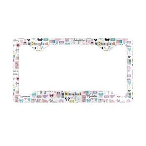 Disney World Disney Land Mickey Mouse Metal License Plate Frame, Car Decor, Gift for Disney Lovers, Cute Auto Accessories, Travel Enthusiast
