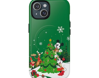 Mickey Mouse Disney Holiday Christmas stevige telefoonhoes - iPhone Samsung harde hoes, beschermhoes, feestelijk kerstcadeau, Mickey en Minnie thema
