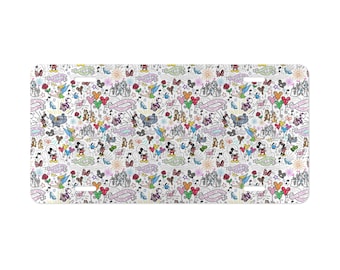 Targa personalizzata Disney, targa anteriore Topolino e Minnie, regalo Disney classico per lei, decorazione auto personalizzata, veicolo personalizzato