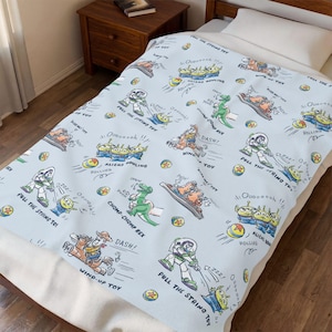 Toy Story characters Velveteen Plush Blanket | Buzz Lightyear Woody throw image 1