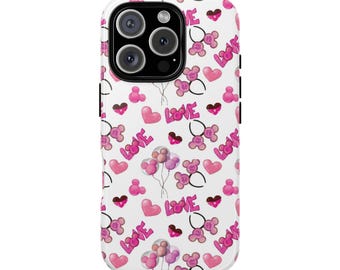 Tåliga mobilskal, Disney Love Heart Minnie Mickey iPhone Samsung Galaxy Hardshell-skal, Kärlek, Gåva, Skyddande, Söt, Tecknad serie