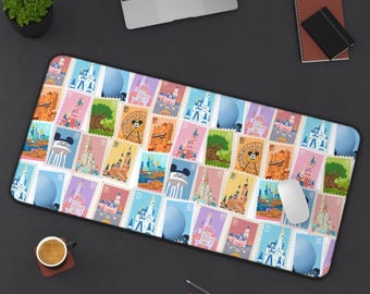 Disney World Land Icons Desk Mat, Neoprene Mouse Pad for Computer, Cute Gaming Accessories