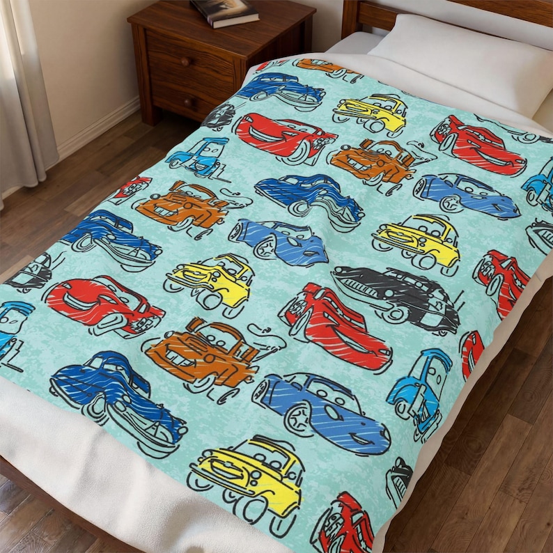 Lightning McQueen Velveteen Plush Blanket | Kids Cars Throw image 1