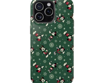 Christmas Mickey Mouse MagSafe iPhone Case, Winter Disney Phone Cover, Holiday Protective Magnet Tough Cases, Festive Phone Accessories,