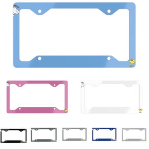 Snoopy Metal License Plate Frame, Peanuts Car Tag Holder, Woodstock Gift, Custom Plate Cover, Personalized Auto Accessory