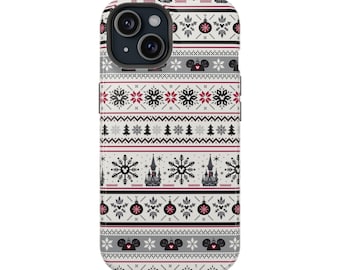 Disney Christmas Winter Sweater MagSafe Case for iPhone, Hard Shell Protective Holiday Phone Cover, Cute Festive Design