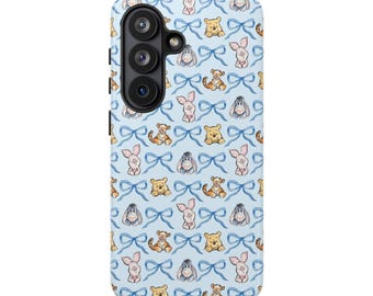 Winnie the Pooh Tigger Eeyore Piglet Blue Bows Tough Phone Case | Samsung