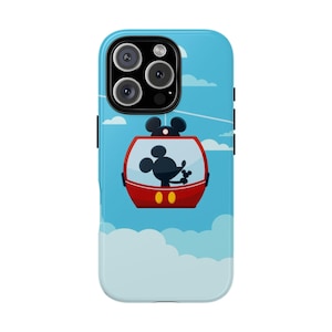 Disney Phone Case, Disney Mickey Mouse Skyliner iPhone Samsung Hardshell Impact-Resistant Case for Wireless Charging, Gift for Disney Fans,