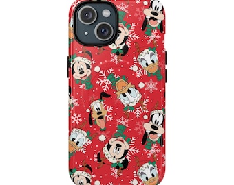 Mickey Mouse Disney Holiday Christmas stevige telefoonhoes - iPhone Samsung harde hoes, beschermhoes, feestelijk kerstcadeau, Mickey en Minnie thema
