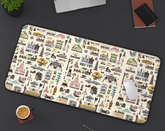 Disney World Land Icons Desk Mat, Neoprene Mouse Pad for Computer, Cute Gaming Accessories