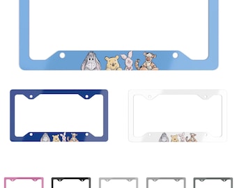 Metalen nummerplaatlijst, Disney Winnie de Poeh en vrienden, Pooh Bear Teigetje Knorretje en Iejoor, aangepast autoaccessoire, leuk cadeau-idee, auto