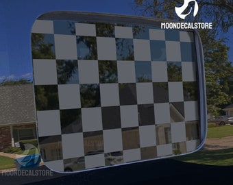 Fits 2020-2026 Jeep Gladiator Back Middle Window Checkered Flag Decal Sticker