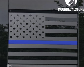 Fits 2009-2026 Dodge RAM Back Middle Window American Flag with Blue Red Green Stripe Decal Sticker