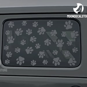 Fits 2018-2025 Jeep Wrangler 4 Door  JLU Quarter Window Paw Print Decal Sticker