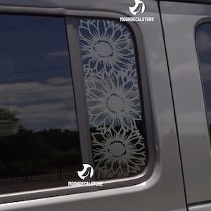 Fits 2018-2025 Jeep Wrangler 4 Door JLU / Jeep Gladiator JT Door Window Sunflowers Floral Decal Sticker