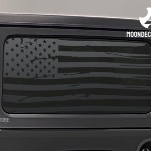 Fits 2018-2025 Jeep Wrangler 2 Door Hard Top JL Quarter Window Distressed American Flag Decal Sticker