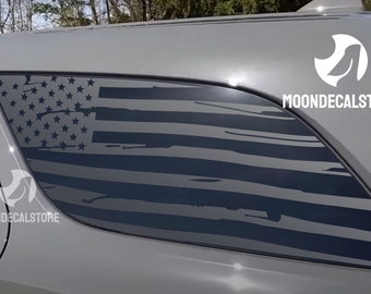 Fits 2011-2024 Dodge Durango Quarter Window Distressed American Flag Decal Sticker