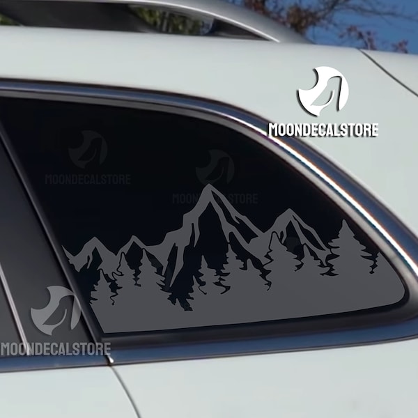 Fits 2014-2023 Jeep Cherokee Quarter Window Outdoor Mountain Tree Scene Decal Sticker