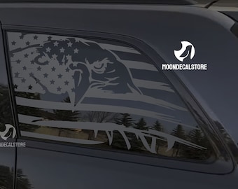 Pour Jeep Grand Cherokee 2011-2022 (ancien style de carrosserie) autocollant drapeau américain en détresse aigle à quart de fenêtre