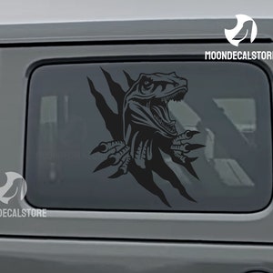 Fits 2018-2024 Jeep Wrangler 4 Door  JLU Quarter Window Raptor Velociraptor Dinosaur Pop up Decal Sticker