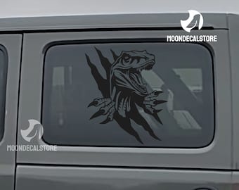 Pour Jeep Wrangler 4 portes JLU 2018-2026 quart de fenêtre Raptor Velociraptor dinosaure Pop up Sticker